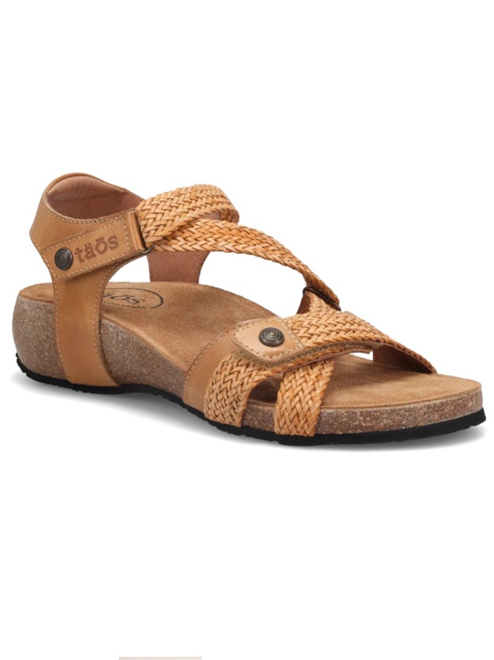 Taos | Trulie Lightweight Leather Sandal Woven Leather Womens 38 7 7.5 Camel Tan